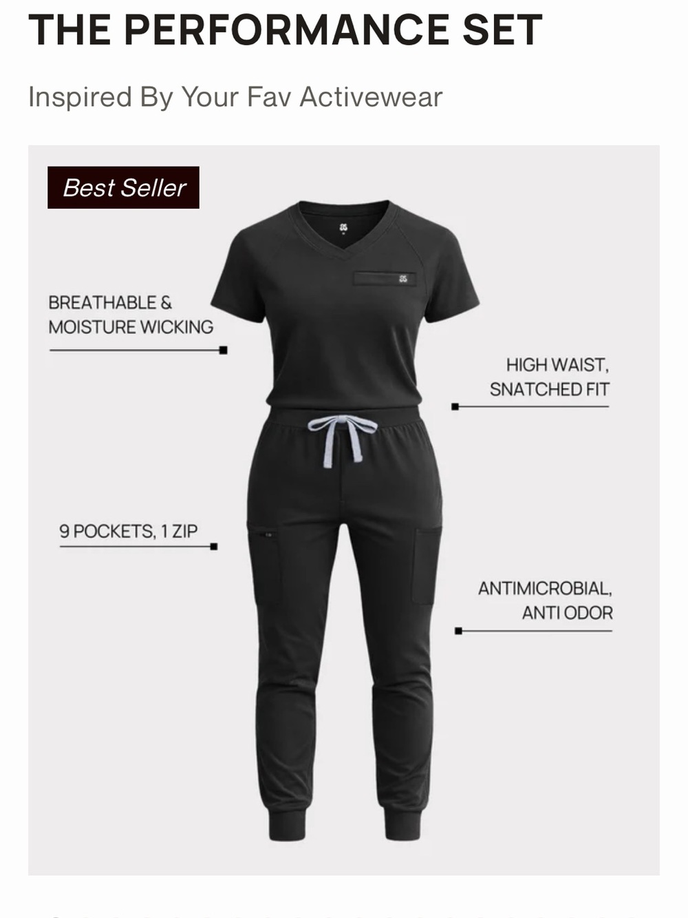 Black Amara Scrub set